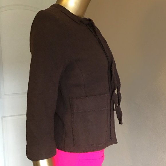 TULEH Brown Fringe Wool Blend Evening Jacket - Picture 5 of 14